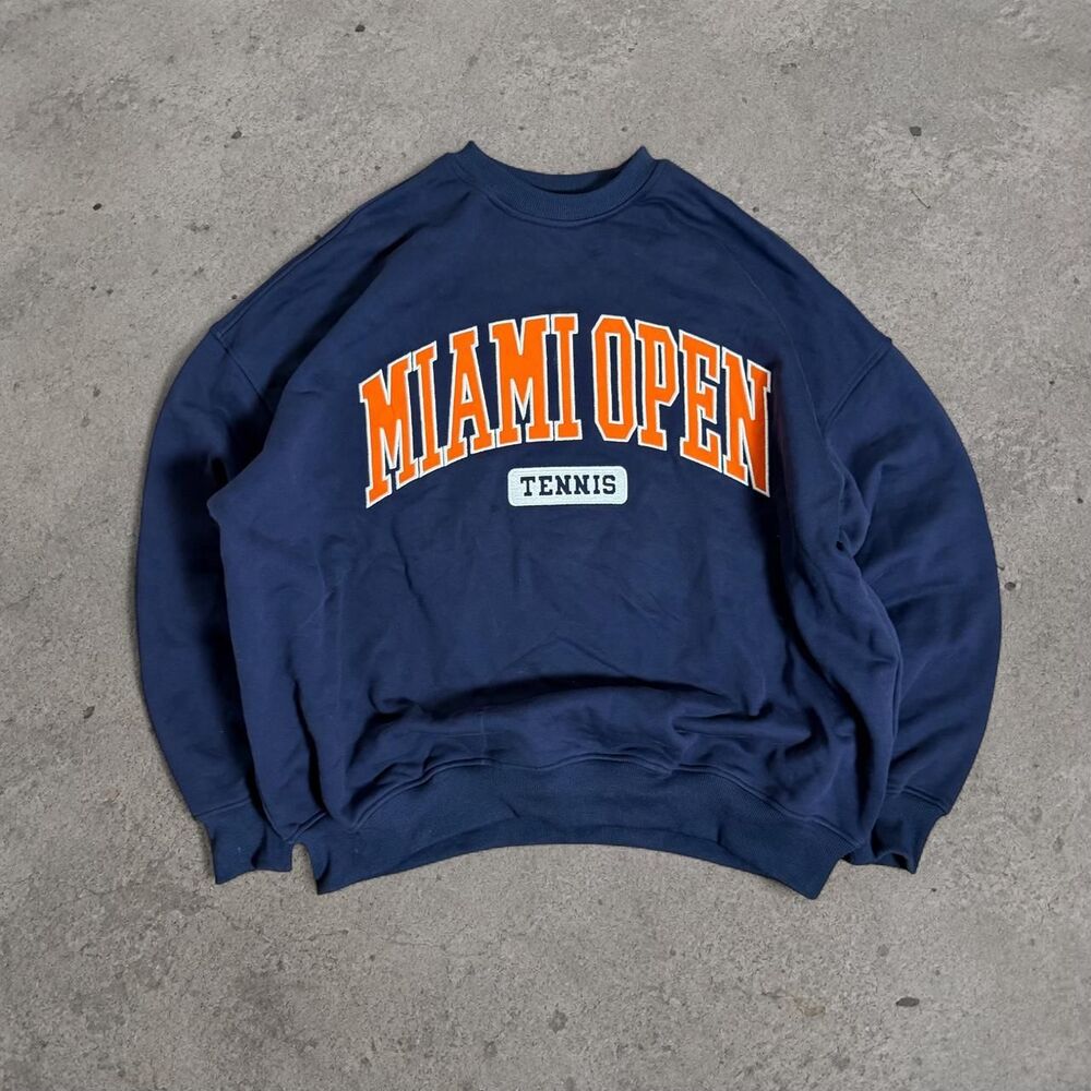 Miami Open Tennis Crewneck Sweatshirt Spell Out Size Large